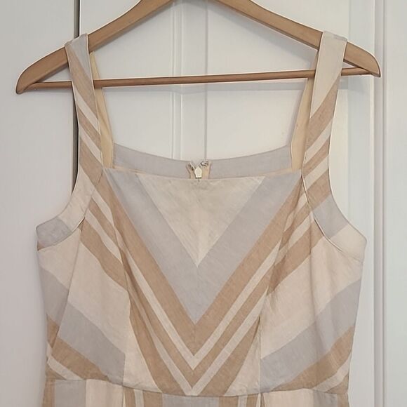 Anthropologie Savannah Striped Boho Tie Front Jumpsuit Cotton Linen Blend Size 4 - Picture 4 of 10